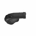 Black molded rubber airbox hose with ribbed bend and cylindrical ends for Polaris RZR models.