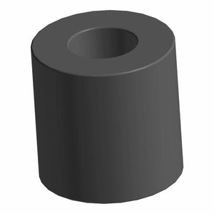 A 3D rendering of a black, cylindrical Rubber Saddlebag Anchor Bushing by Polaris with a central hole, resembling a thick washer or spacer, shown at an angle on a white background.