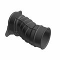 Black ribbed rubber intake clutch hose with mounting flange and cylindrical shape.