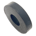 Black round rubber washer with a central hole, thick and solid construction.