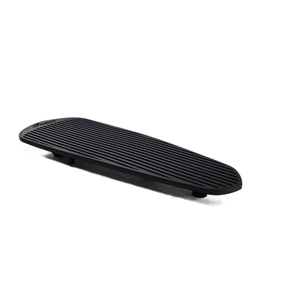 The Pad Floorboard Driver by Polaris features a black, textured, striped surface and sleek, minimalist design inspired by Indian motorcycle styling, shown here on a white background.