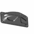Black rubber parking brake boot with angular molded design and mounting holes on edges.