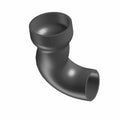 Black curved rubber engine intake hose with smooth finish and flared open ends.