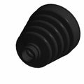 Black rubber CV boot with accordion-style flexible ridges for off-road vehicle axle protection.