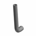Gray molded rubber engine hose with a 90-degree bend and smooth texture.