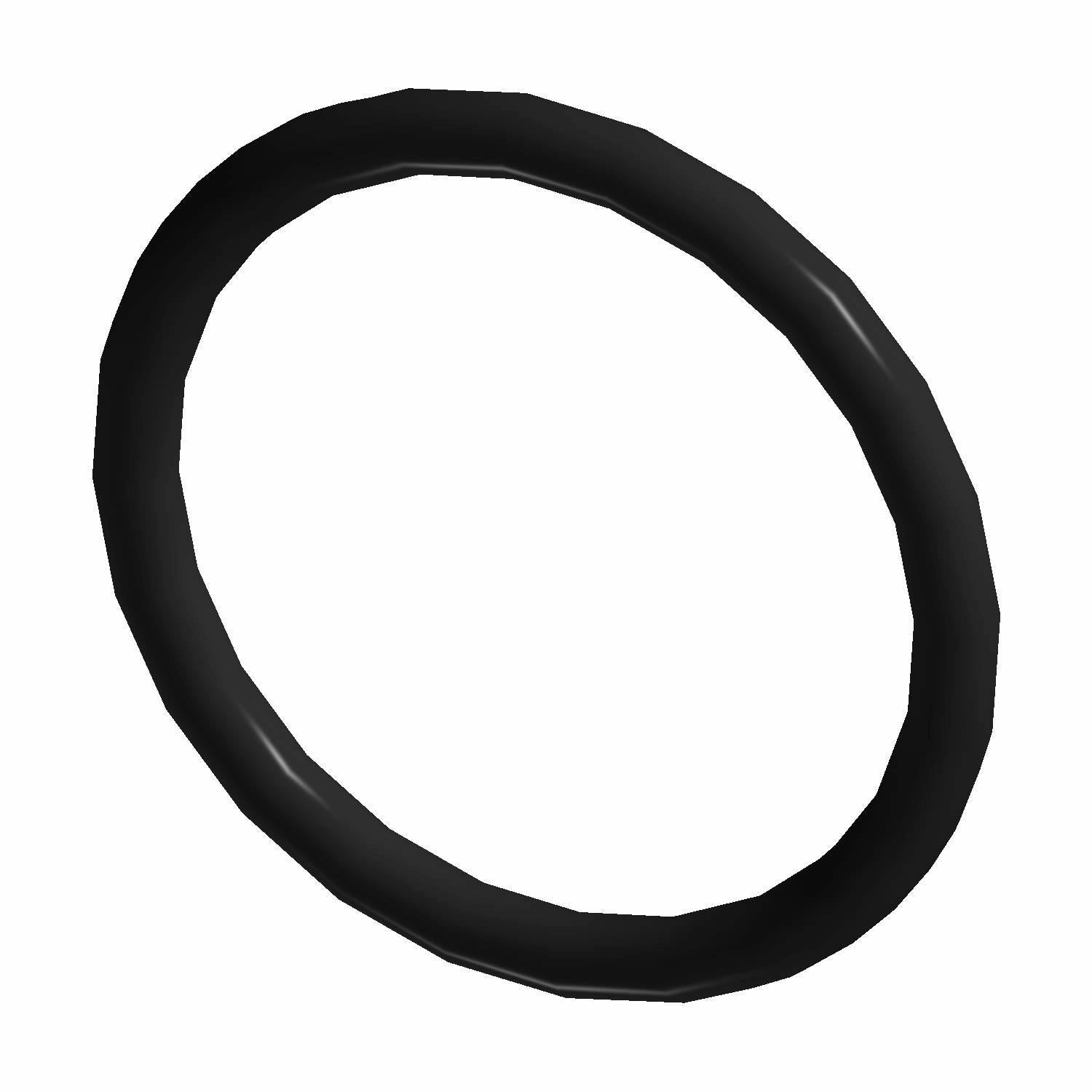 Black circular rubber O-ring fitting with smooth surface and uniform thickness.