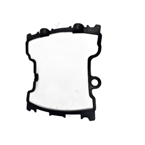 Valve Cover Seal, Front by Polaris—black rubber gasket with irregular, asymmetric shape, rounded edges, and notches for Indian motorcycle OEM parts, displayed on a white background.