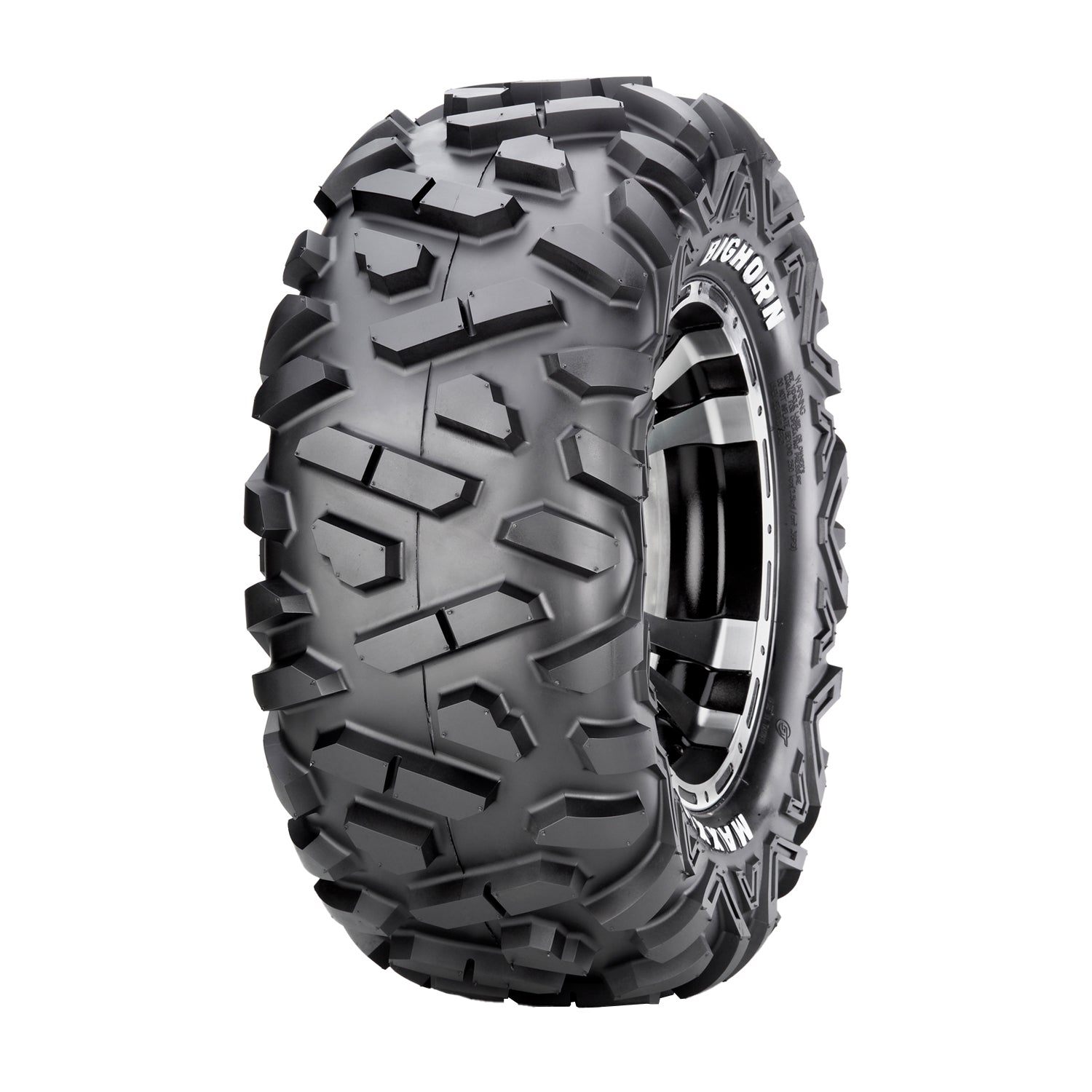 Black Maxxis rear off-road tire 27x12-12 with deep aggressive tread and white brand lettering.