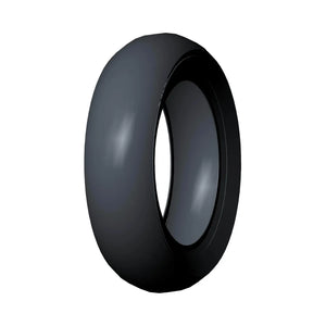 Black motorcycle rear tire 180/65/B16 with smooth tread and rounded profile.