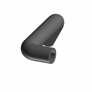 Black rubber coolant hose with a right-angle bend and smooth finish.