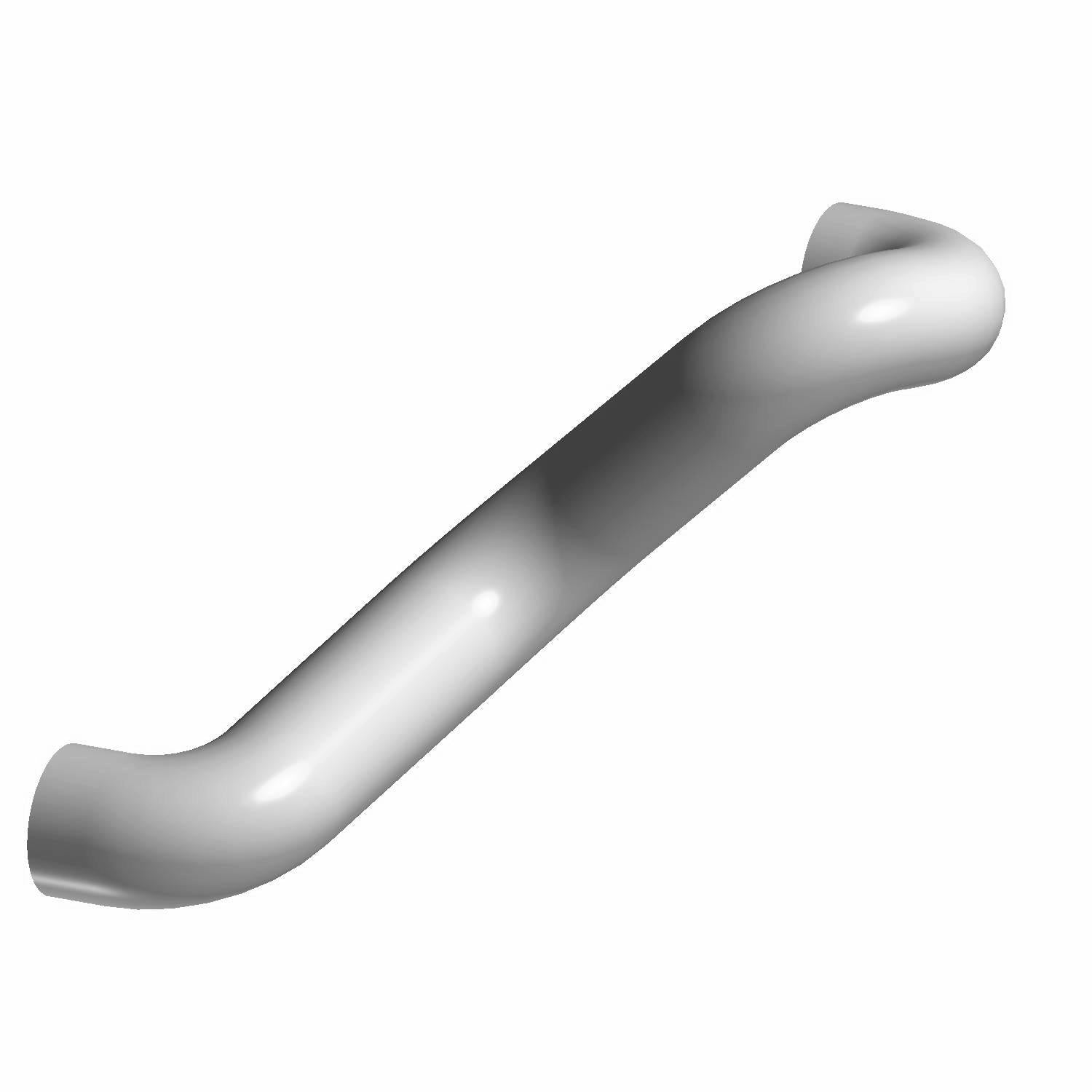Curved gray plastic clutch intake hose with smooth finish and flared ends.