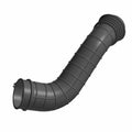Black ribbed flexible rubber clutch duct inlet hose with angled shape and flared ends.