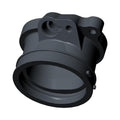Black rear throttle body adapter with smooth cylindrical shape and mounting holes for Indian Challenger.