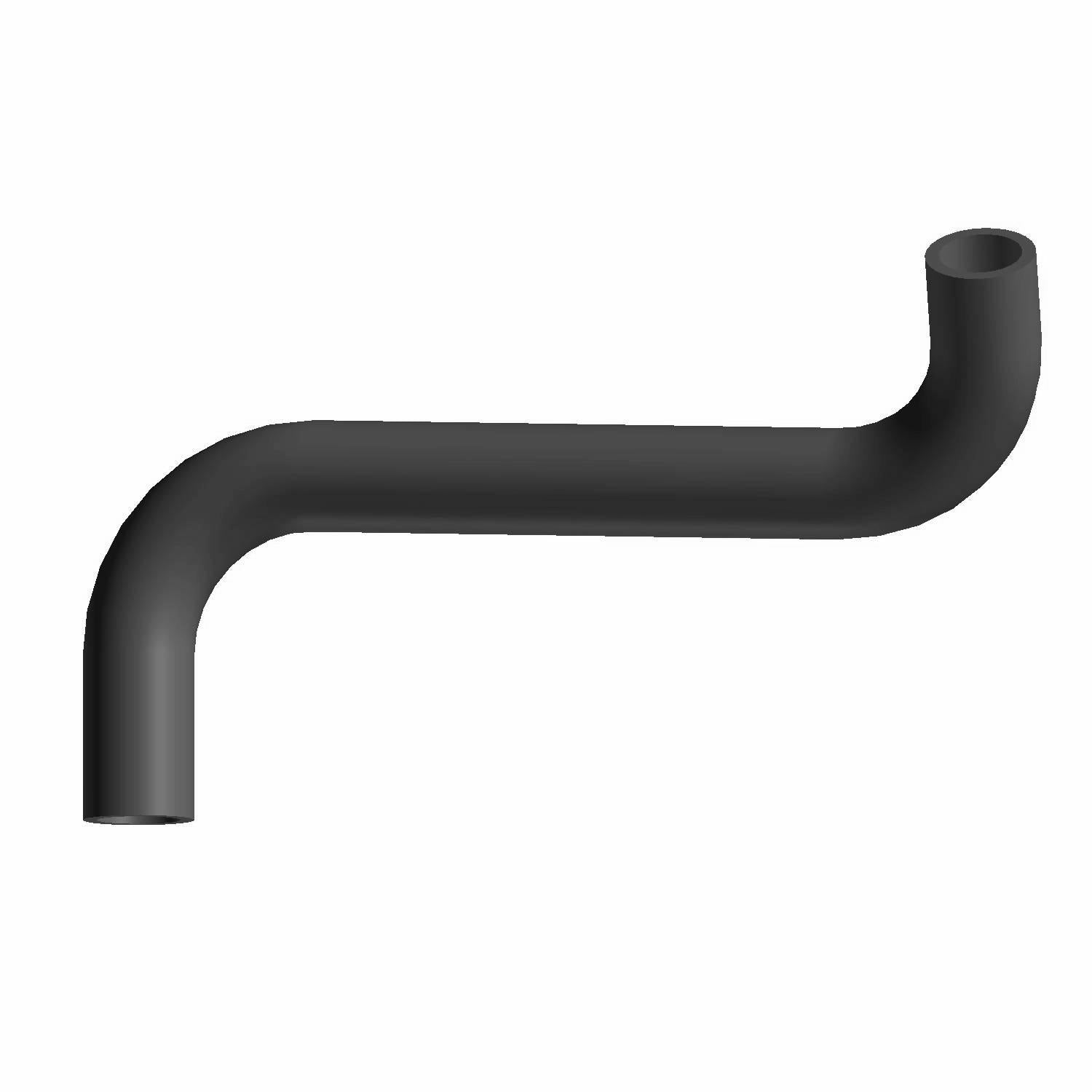Black rubber lower radiator hose with curved and angled design for Polaris UTV radiator replacement.