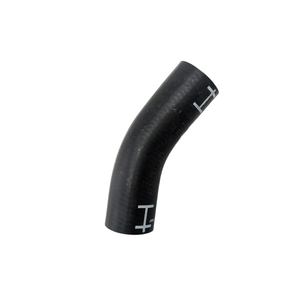 Black rubber radiator hose with a slight curve and white alignment markings.