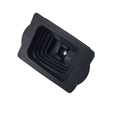 The Shifter Boot by Polaris is a black, rectangular molded rubber grommet with stepped layers and a central hole, ideal as an OEM part for Polaris UTV models. Shown on a white background.