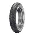 Black 130/80B17 motorcycle front tire with curved tread pattern for cruiser bikes.