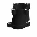 Black angled throttle body adapter with four bolt holes and a smooth cylindrical opening.