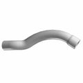 Curved silver radiator hose with smooth surface and slightly flared ends.