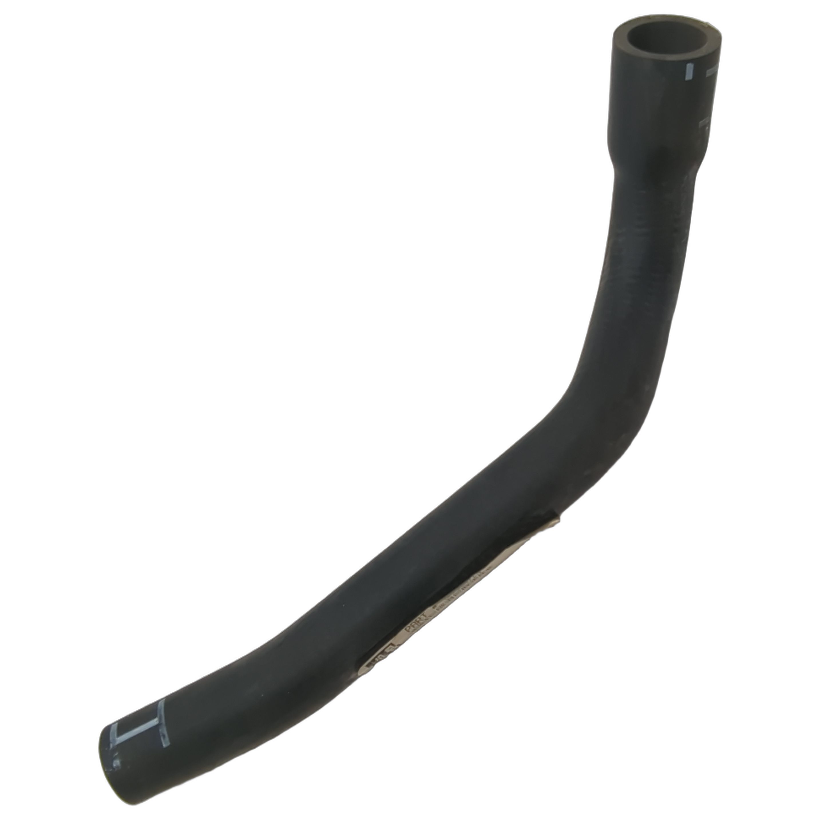 Black rubber coolant out radiator hose with angled bends for Polaris ATV radiator connection.