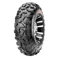 Polaris off-road tire 27x9-R12 with aggressive deep tread and black alloy rim.
