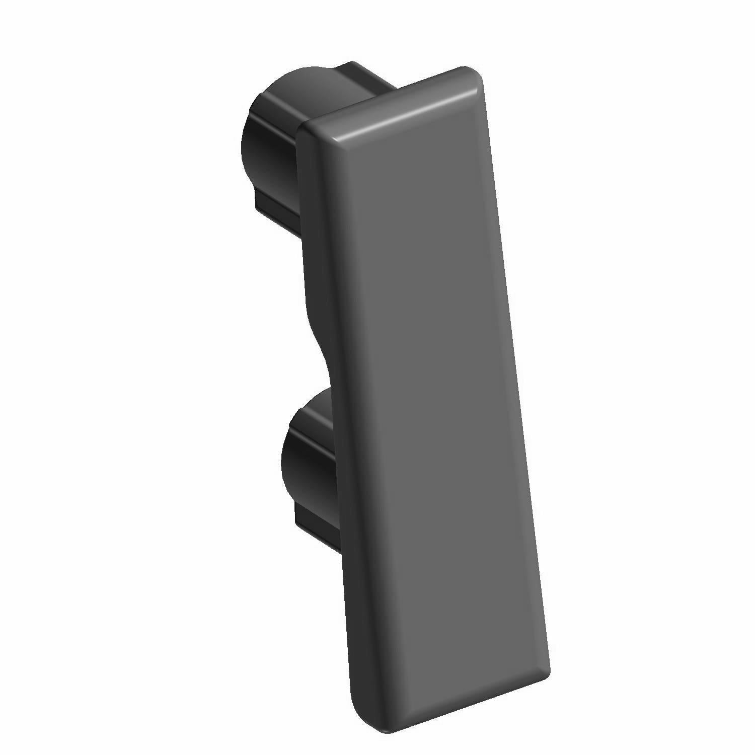 Black rectangular plastic kickstand bumper with dual clip mounts for motorcycle attachment.