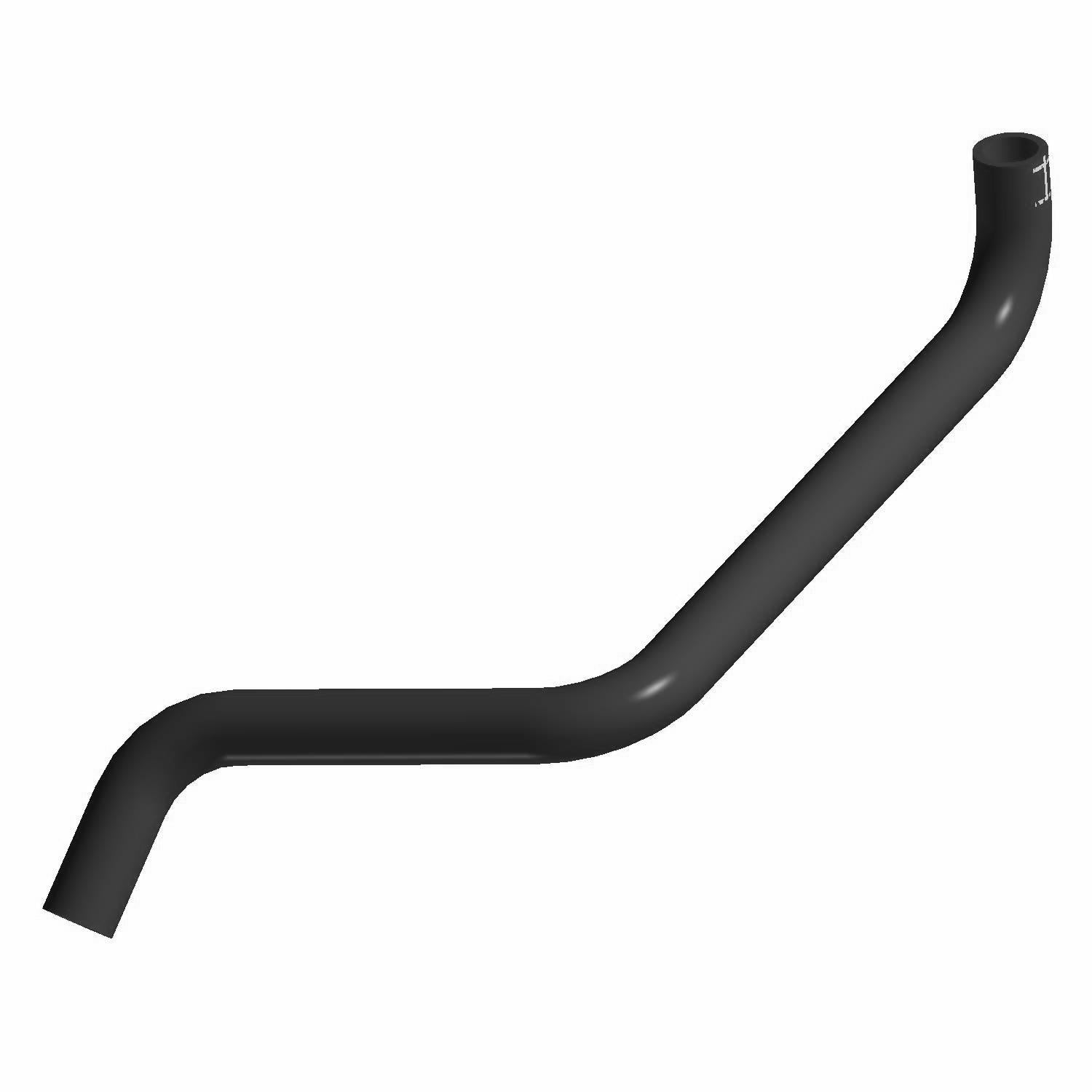 Black molded rubber upper radiator hose with curved design for Polaris Ranger models.