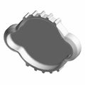 Silver metallic pressure cap cover with a contoured shape and grip ridges on top.