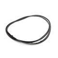 Black rubber outer clutch cover seal with smooth, flexible design and slight curvature.