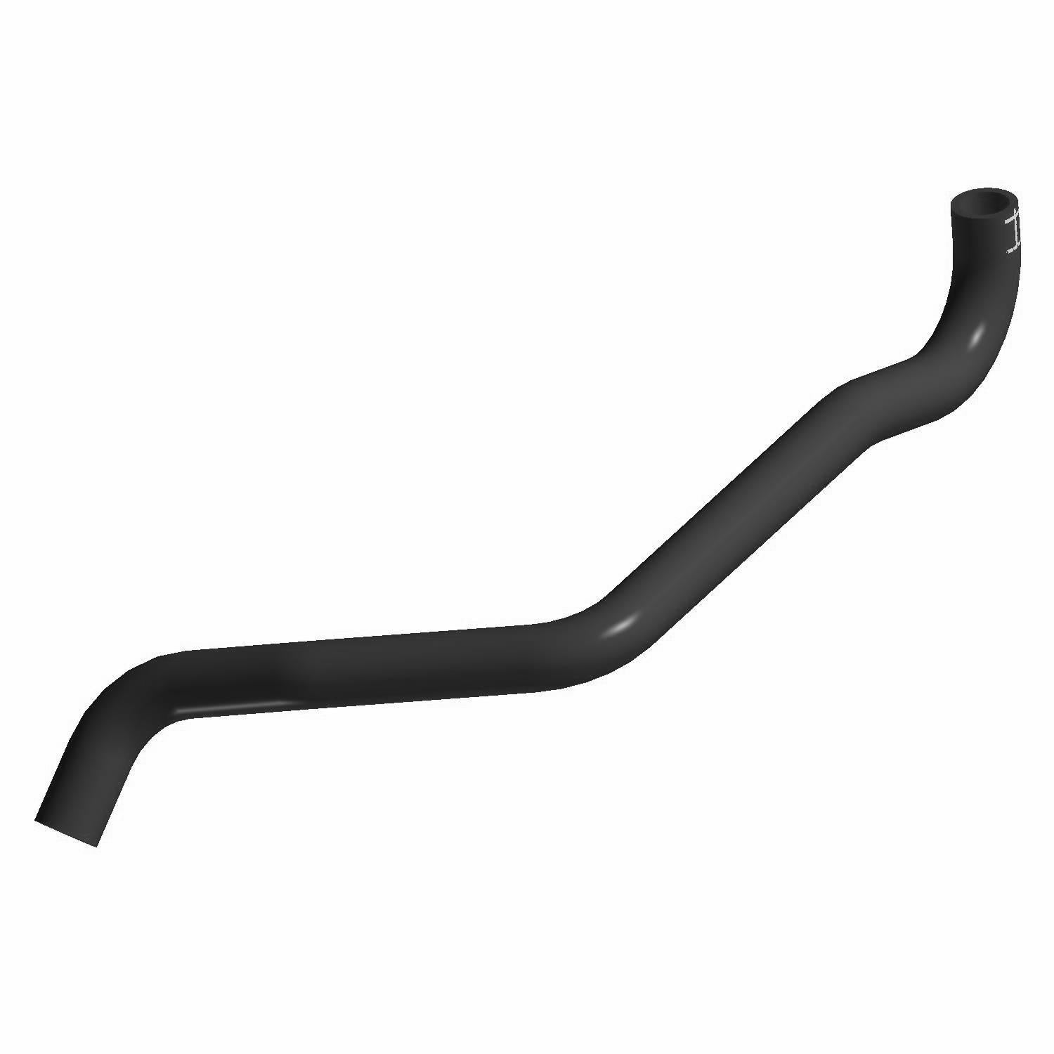 Black molded rubber upper radiator hose with two angled bends for Polaris Ranger XP 1000 models.