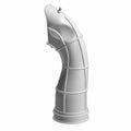 Gray curved clutch hose air outlet with ribbed reinforcements and mounting points.