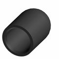 Black rubber cap with cylindrical shape and closed rounded end, fits 0.75 inch diameter items.