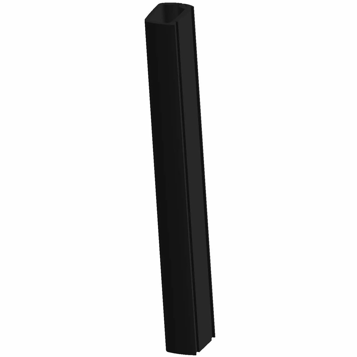 Black rectangular hollow metal channel harness floor panel with smooth finish.