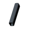 Black rectangular metal channel-harness wall bracket with a hollow center and smooth finish.