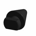 Black rubber bumper tailgate with rounded rectangular shape and thick base.