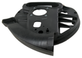 Black molded plastic Indian motorcycle airbox base with a circular opening, mounting holes, and ribbed sides.
