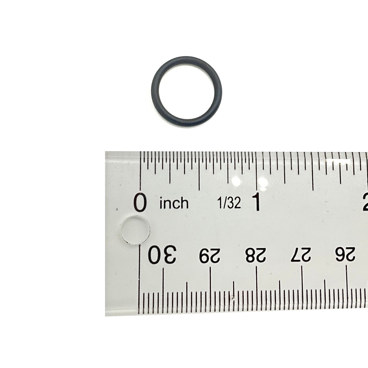 Black rubber O-ring measuring approximately 0.489 inches inner diameter and 0.070 inches thickness.