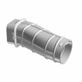 Gray molded plastic clutch hose duct with ribbed cylindrical shape and rectangular mounting base.