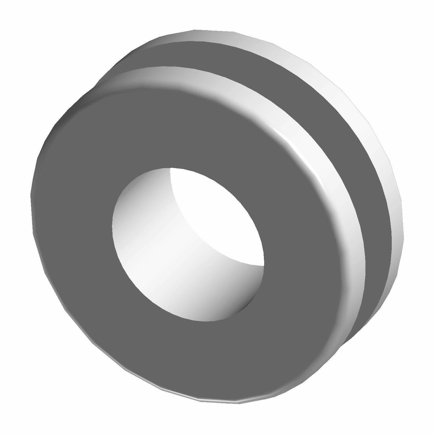 Black rubber windshield grommet with a central hole and grooved outer edge.