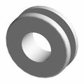 Black rubber windshield grommet with a central hole and grooved outer edge.