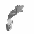Silver metal brake retaining clip with curved and angular shapes designed for secure fitment.
