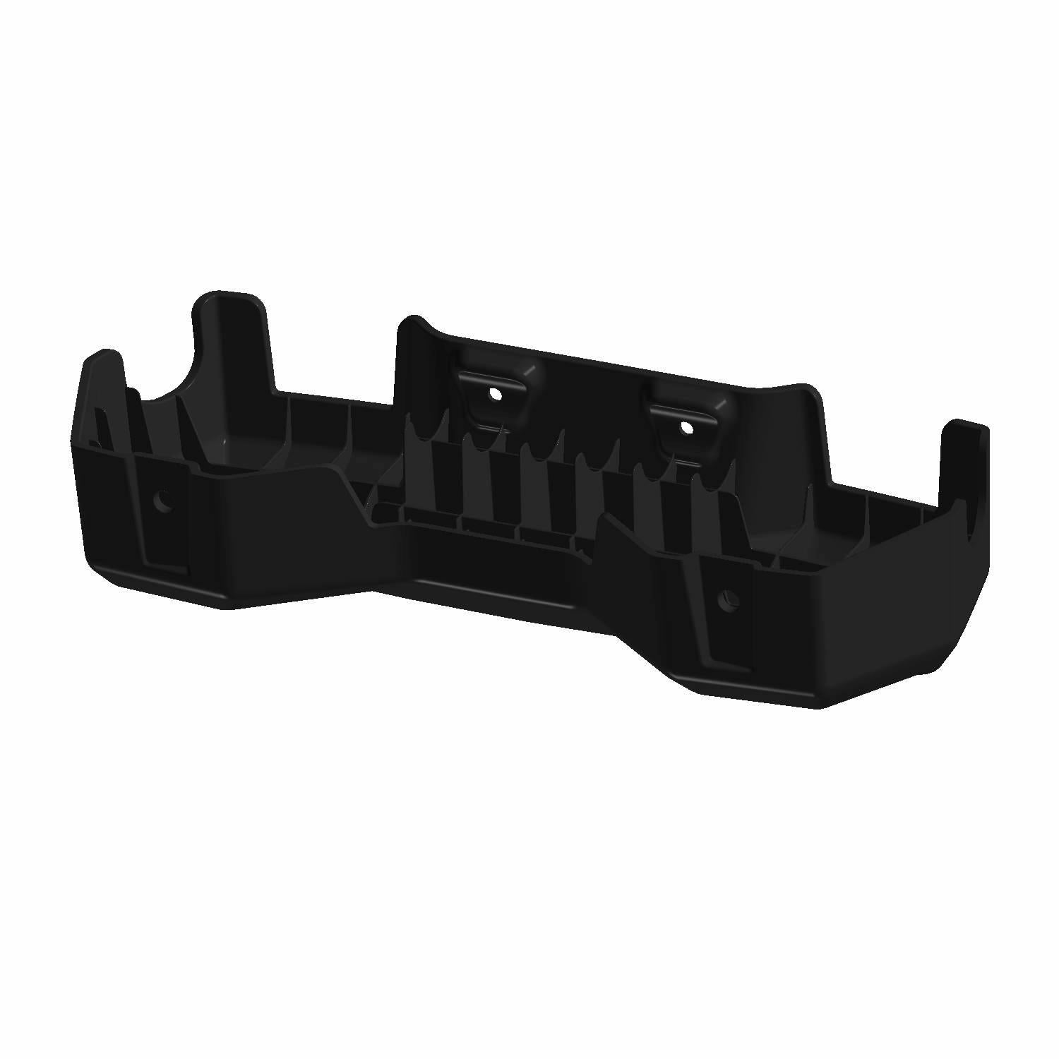 Gloss black molded plastic ROPS tube pad with contoured shape and mounting holes.