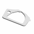 White molded rubber door seal gasket with a rounded rectangular shape and a circular hole on one side.