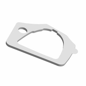 White molded rubber door seal gasket with a rounded rectangular shape and a circular hole on one side.