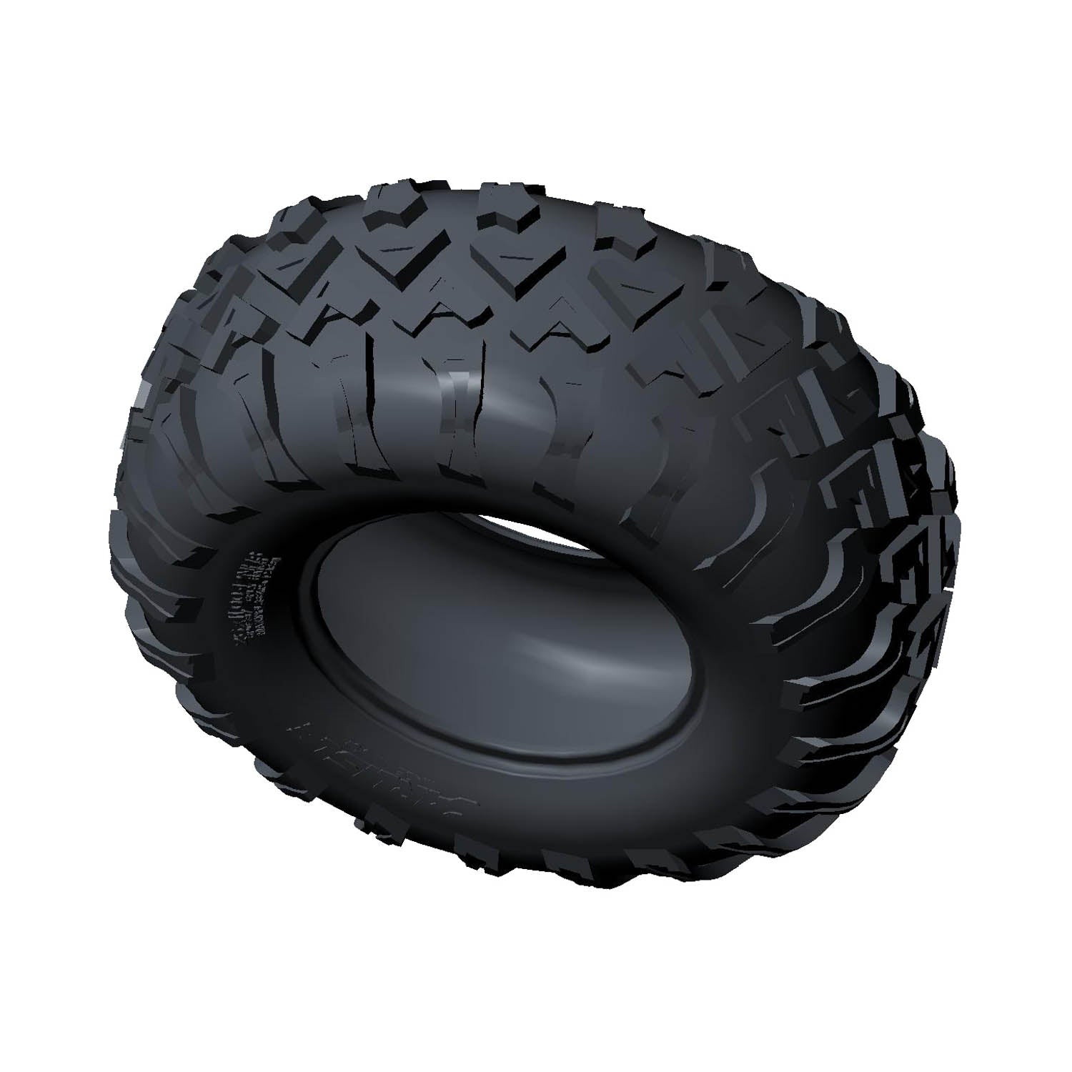 Black off-road rear tire 26x11R12 with deep, aggressive tread pattern for Polaris UTV.