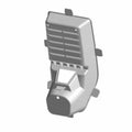 Gray molded plastic console liner storage compartment with ridged back and mounting tabs.