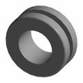 Black rubber isolator mounting bracket with a central hole and grooved outer edge.