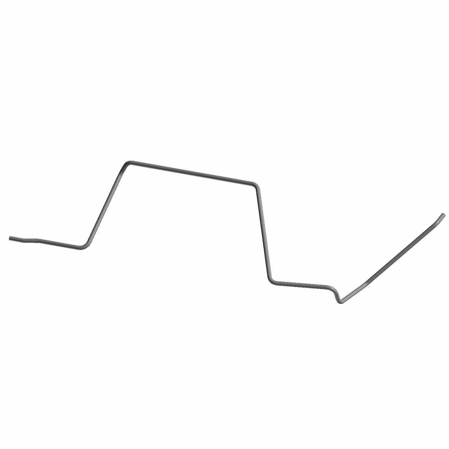 Thin bent metal wiper hose washer fluid tube with irregular angled shape.