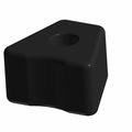 Black rubber isolator mount with a rounded triangular shape and central hole.