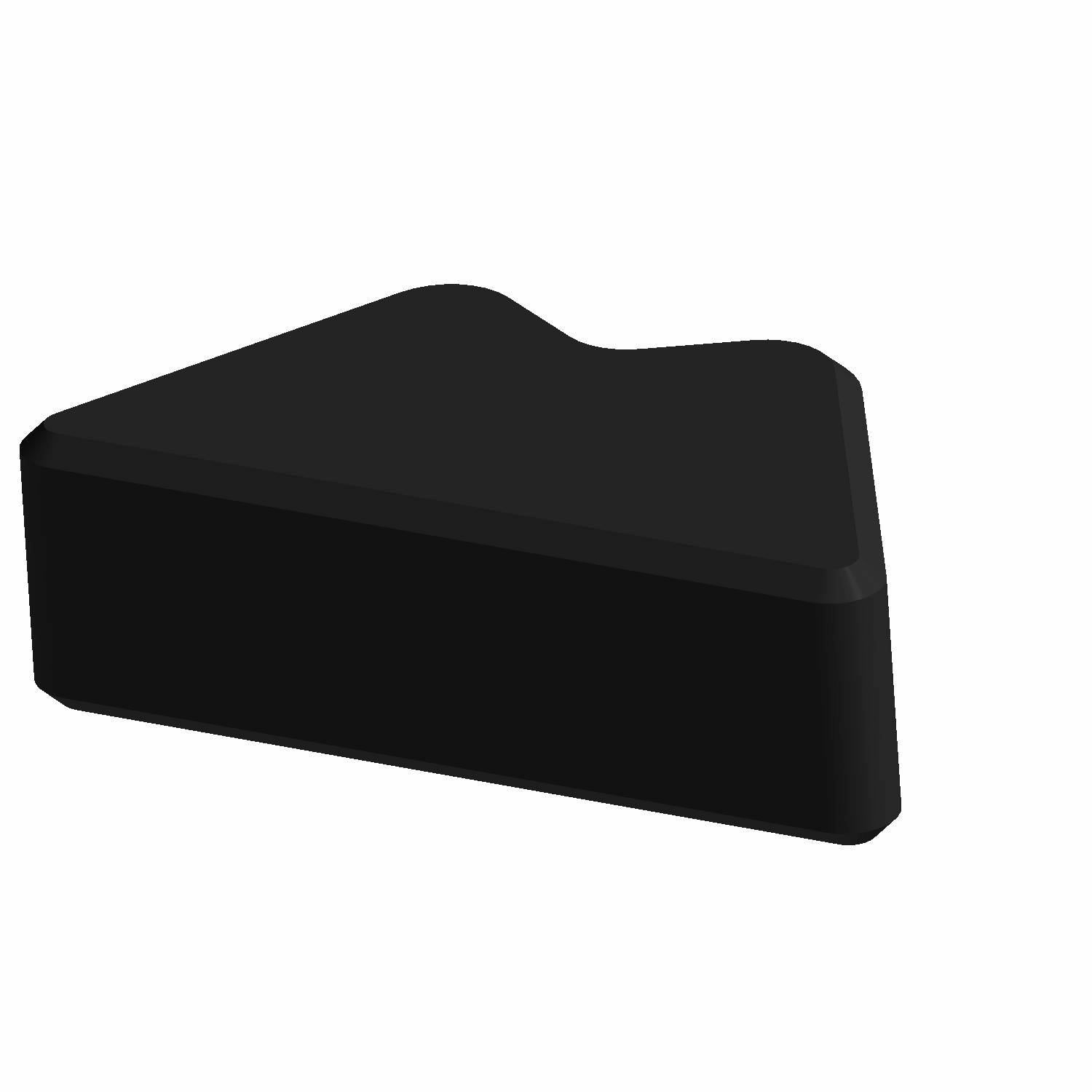 Black triangular rubber door latch bumper with a slightly angled top surface.